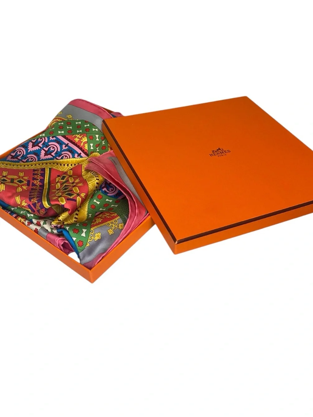 Hermes 'Brins d'Or' Patterned Silk Scarf, NEW